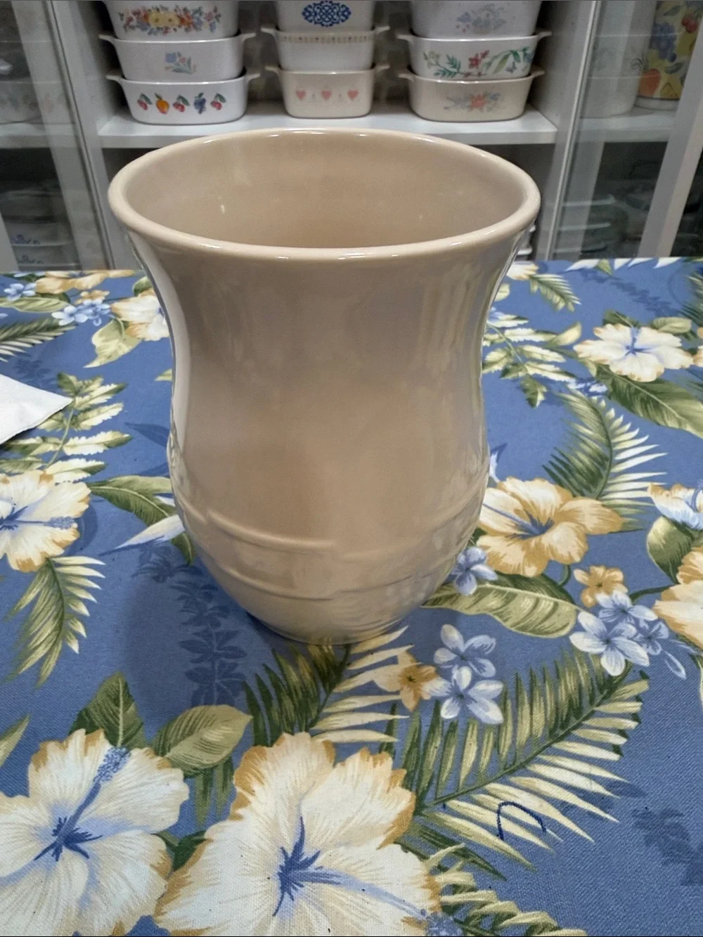 Longaberger Cream Glossy Ceramic Vase